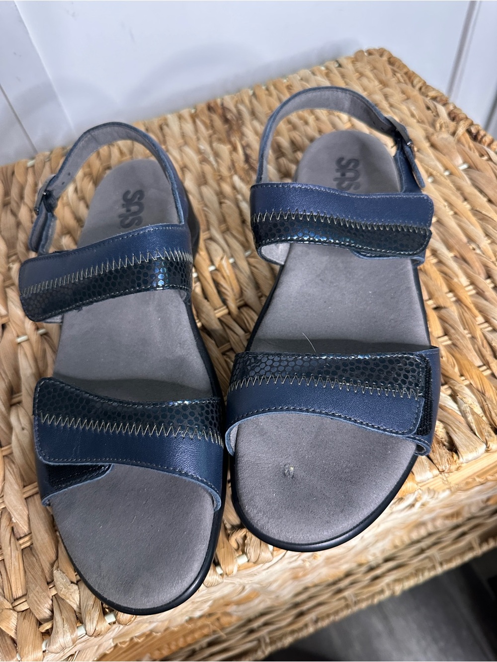 SAS Women's Navy Blue Adjustable Velcro Sandals